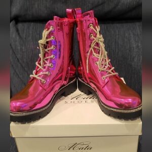 Pink rhinestone Combat Boots Sz 7 New